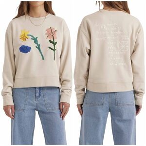 Roark Port Crew Basquiat Stone Embroiderd Flower Cotton Sweatshirt Size M